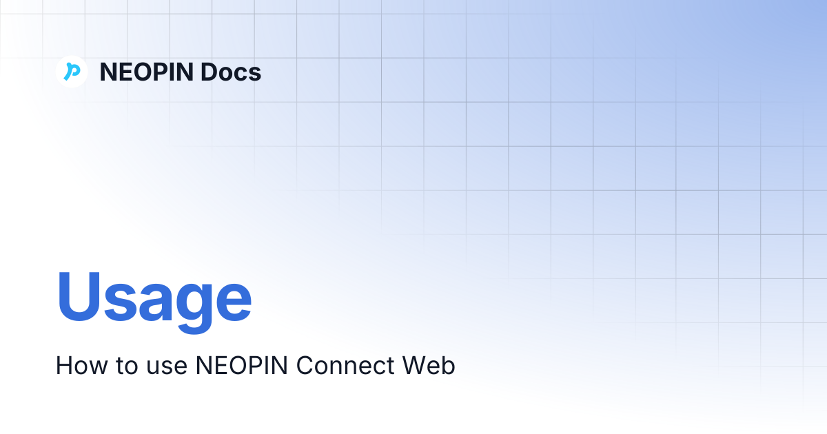 Usage | NEOPIN Docs
